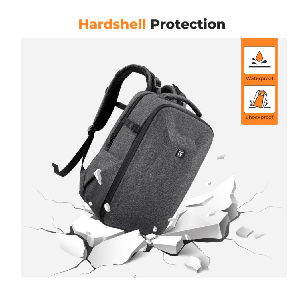 K&F Concept Hardshell Camera Backpack 22L Waterproof Nature Wander 10 (Tamno sivi) KF13.134V4 - 3